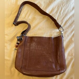 M0851 Brown Leather Crossbody Shoulder Bag
